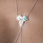 Preview: SYLVIE MONTHULE Halskette / Brustschmuck COS113 FEIGENBLATT silber