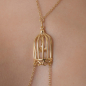 Preview: SYLVIE MONTHULE Halskette / Brustschmuck COS76 gold  "Bird" COS77 silber