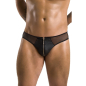 Preview: PASSION 042 Slip Lederoptik und Tüll S-XXXL schwarz PM10013