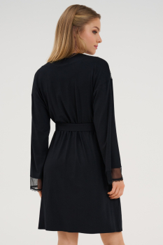 Preview: LISCA 023390 SYMPATHY Kimono / Morgenmantel S, M, L schwarz 02