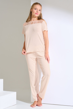 LISCA XXL Sonderpreis 023453 PATRICIA Pyjama / Schlafanzug light apricot LT
