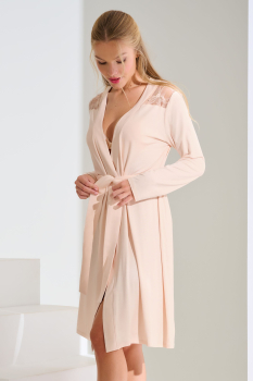 Preview: LISCA 023456 PATRICIA Morgenmantel S-XL light apricot LT
