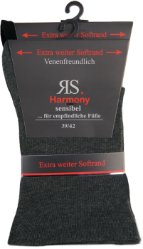 RS. Harmony 11120 Gesundheitssocken ohne Gummi SCHWARZ ANTHRAZIT 35-38, 39-42