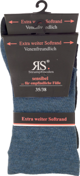 10 Paar RS. Harmony 11125 Gesundheitssocken ohne Gummi JEANSTÖNE 35-38, 39-42