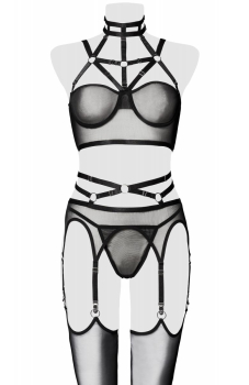 GREY VELVET 20000 Set Bügel BH Top, String, Strumpfgürtel & Strümpfe S - XL