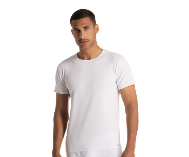 Preview: BRUNO BANANI 22042903 Unterhemd Rundhals halbarm FINE RIB schwarz / weiß