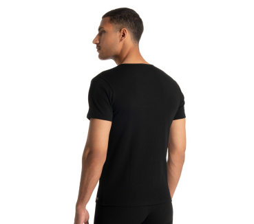 BRUNO BANANI 22042903 Unterhemd Rundhals halbarm FINE RIB schwarz / weiß