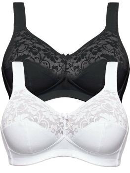 SUSA 2er Pack Soft BH 105C Sonderpreis 27931 ohne Bügel weiß schwarz (215)