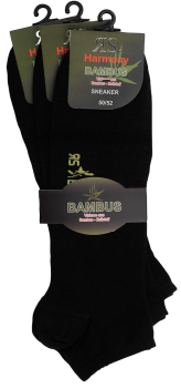 3 Paar RS. Harmony 31072 Sneaker BAMBUS schwarz 47-50, 50-52, 52-54