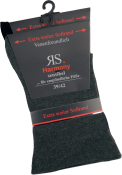 10 Paar RS. Harmony 31120 Gesundheitssocken SCHWARZ ANTHRAZIT 39-42, 43-46
