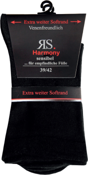 10 Paar RS. Harmony 31124 Gesundheitssocken SCHWARZ 39-42, 43-46