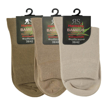 RS. Harmony 43010 (9 Paar) Bambus Kurzschaft Socken 35-38, 39-42, 43-46 naturtöne