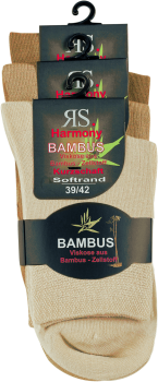 RS. Harmony 43010 (9 Paar) Bambus Kurzschaft Socken 35-38, 39-42, 43-46 naturtöne