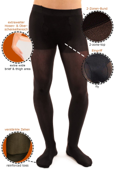 GLAMORY Microman 100 Herrenstrumpfhose M - 4XL in schwarz G-50420