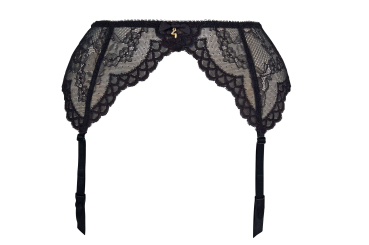 GOSSARD 7712 BLACK / SCHWARZ Spitzen Strapshalter / Strumpfgürtel XS - XL