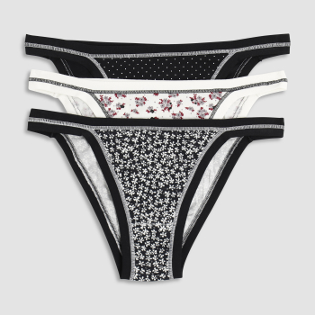 COTONELLA GD500 Tanga Slip 3er Pack 38-44 gemustert