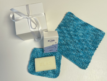Geschenk Set Spüllappen, Seifenkissen & Klar's Feste Spülseife / Spülmittel
