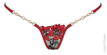 LUCKY CHEEKS Sonderpreis Luxury V-String CHR. FLOWER red - LC304CFRV Gr. XL