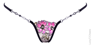 LUCKY CHEEKS Luxury V-String GARDEN OF LOVE black - LC308GLBV