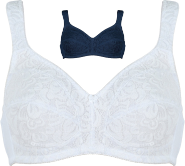 NATURANA 5318 Soft BH Komfortträger 80 - 105, B - D weiß dark blue