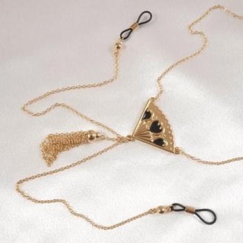 SYLVIE MONTHULE Halskette / Brustschmuck COS64 "Fächer" gold