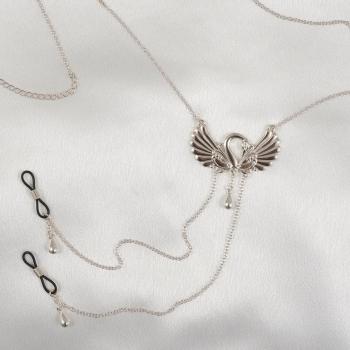 SYLVIE MONTHULE Halskette / Brustschmuck COS69 "Schwan" silber