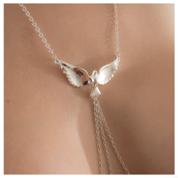 SYLVIE MONTHULE Halskette / Brustschmuck COS75 "Bird" silber