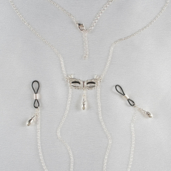 SYLVIE MONTHULE Halskette / Brustschmuck COS79 "Masque Venezia" silber / schwarz