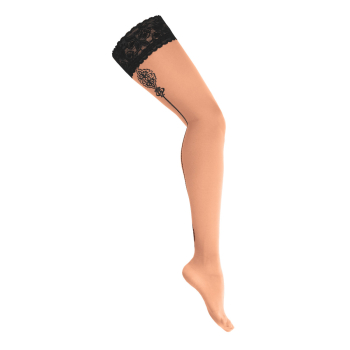 KOTEK Halterlose Strümpfe H022 nocciola schwarz S - XL