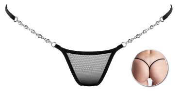 LUCKY CHEEKS Luxury Transparent V-String BLACK - LC266TBV