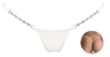 LUCKY CHEEKS Luxury Transparent V-String White - LC274TWV