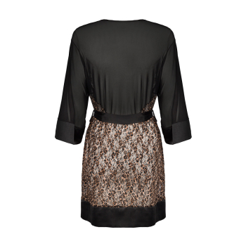 OBSESSIVE Peignoir / Kimono ALLUNES schwarz leo S - XXXL
