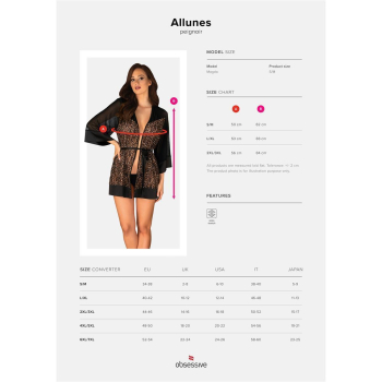 OBSESSIVE Peignoir / Kimono ALLUNES schwarz leo XXL - XXXL