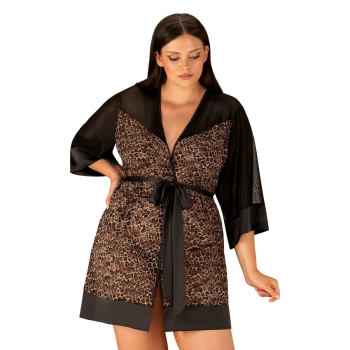 OBSESSIVE Peignoir / Kimono ALLUNES schwarz leo XXL - XXXL