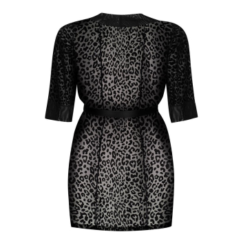 Preview: OBSESSIVE Peignoir / Kimono JAGUERIA schwarz leo 4XL - 7XL