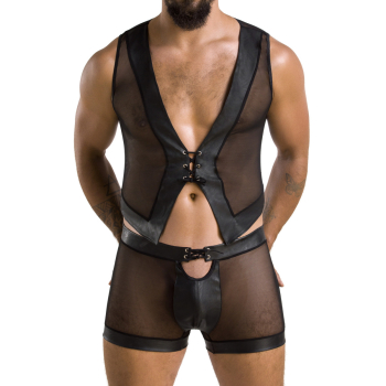 PASSION 053 Set Short / Pant und Weste S-XXXL schwarz PM10020