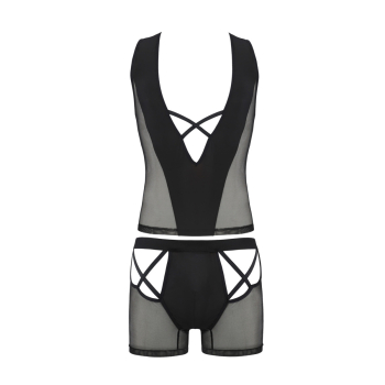 PASSION 054 Set Short / Pant und Top S-XXXL schwarz PM10033