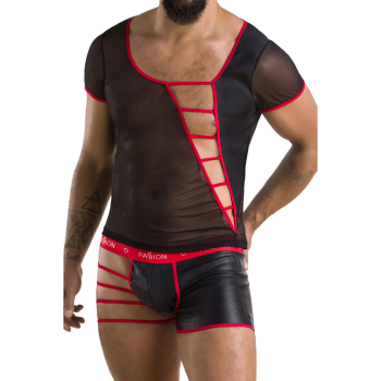 PASSION 055 Set Short / Pant und Top S-XXXL schwarz rot  PM10034