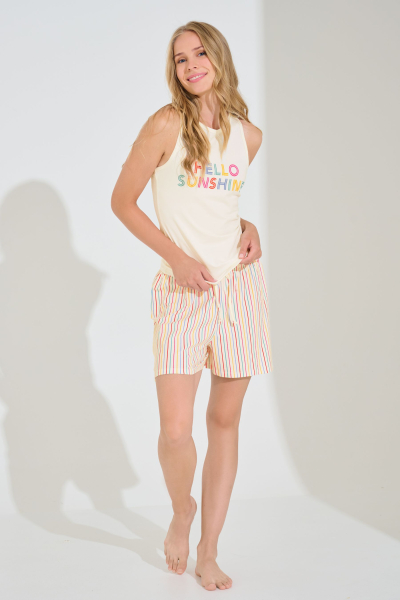 LISCA 063490 SUMMER Shorty / Schlafanzug XS-XL rainbow stripes RZ