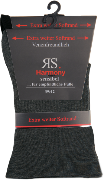 10 Paar RS. Harmony 11120 Gesundheitssocken ohne Gummi SCHWARZ ANTHRAZIT 35-38, 39-42