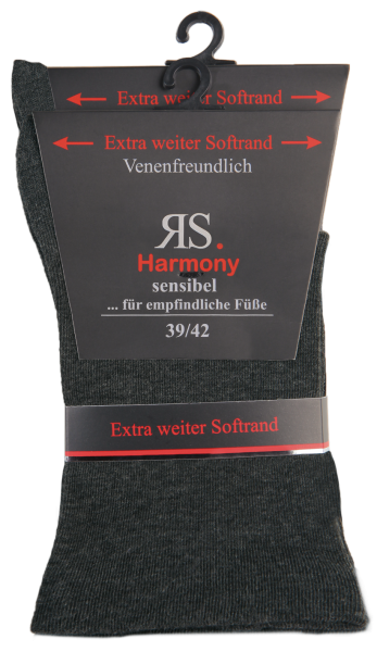 10 Paar RS. Harmony 11122 Gesundheitssocken ohne Gummi  ANTHRAZIT 35-38, 39-42