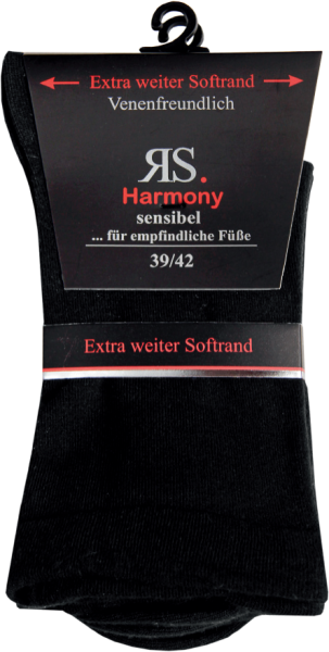 RS. Harmony 11124 (10 Paar) Gesundheitssocken ohne Gummi SCHWARZ 35-38, 39-42