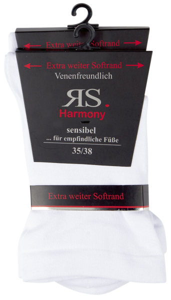 RS. Harmony 11126 Gesundheitssocken ohne Gummi WEISS 35-38, 39-42