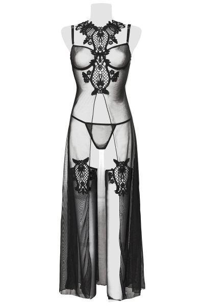 GREY VELVET 15264 Set Longtop / Robe, String & Strümpfe S - XL
