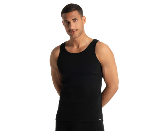 BRUNO BANANI 22032903 Unterhemd / Sportshirt ärmellos FINE RIB schwarz / weiß