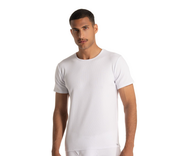 BRUNO BANANI 22042903 Unterhemd Rundhals halbarm FINE RIB schwarz / weiß