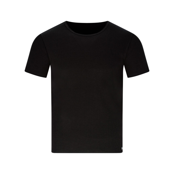 BRUNO BANANI 22042903 Unterhemd Rundhals halbarm FINE RIB schwarz / weiß