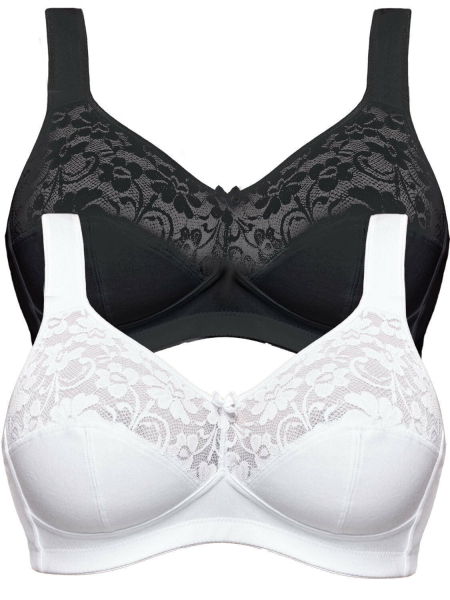 SUSA 2er Pack Soft BH 85B Sonderpreis 27931 ohne Bügel weiß schwarz (215)
