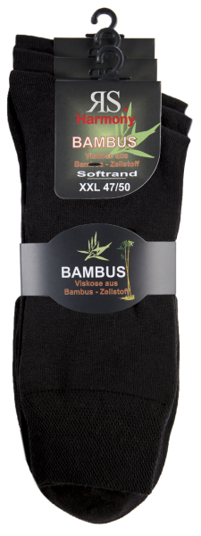 3 Paar RS. Harmony 31049 Strümpfe BAMBUS schwarz 47-50, 50-52, 52-54