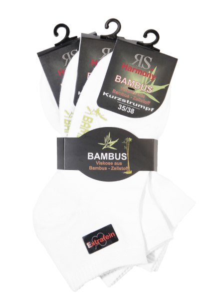 3 Paar RS. Harmony 31070 Kurzstrumpf BAMBUS weiß Übergröße XL 47-50